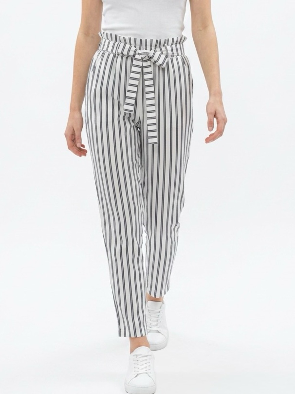 Women Pants Medium Striped Polyester Tie waist ruffles Urban Heritage